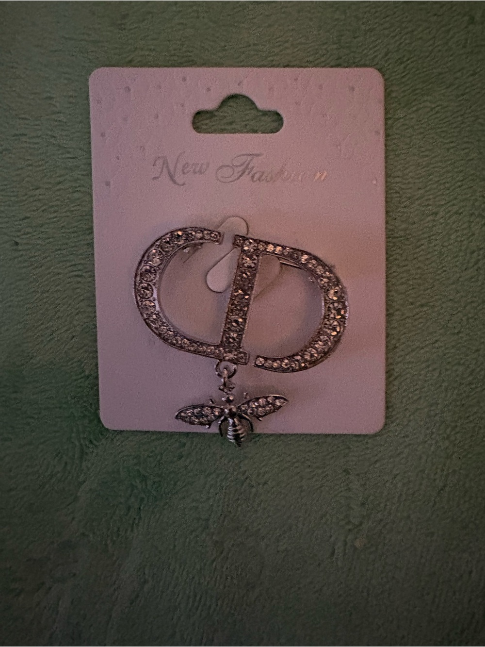 FASHION Silver Crystal 'CD' Brooch with Bee Charm